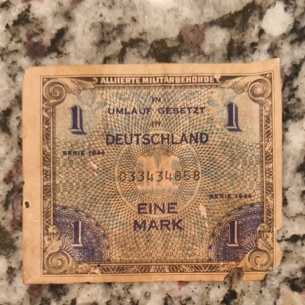 Vintage German 1 Mark Note from my dad's collection "Karen B"